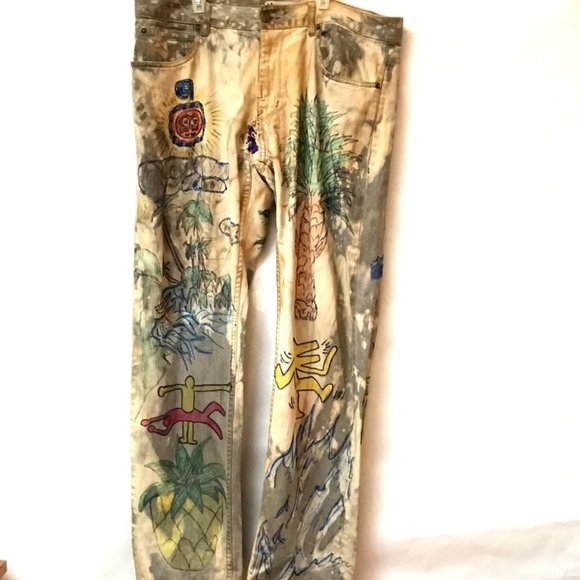 Lrg Other - LRG 36x34 Acid Wash Keith Haring Jeans Palm Trees